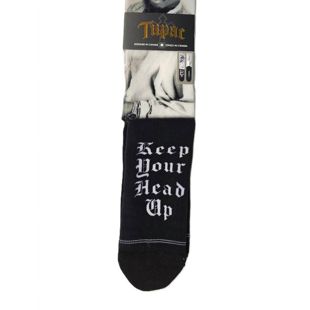 NEW PERRI’S SOCKS men's tupac keep your heads up crew socks in black